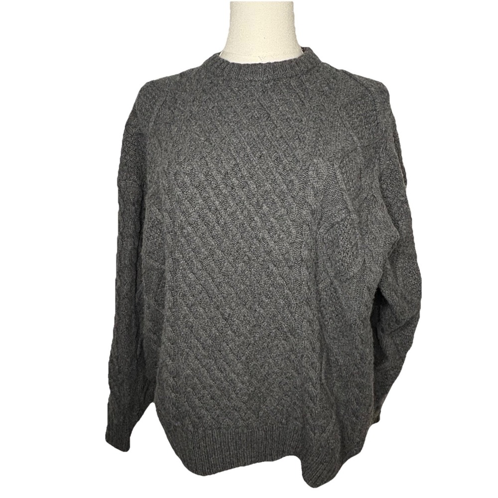 ARITZIA Sunday Best Cable Knit PEGGY Sweater Women 2XS Charcoal Merino Wool Blnd